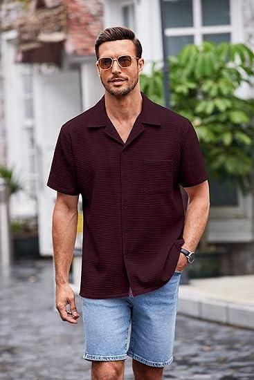 Men's Knit Stylish Half Sleeve Shirt Purple