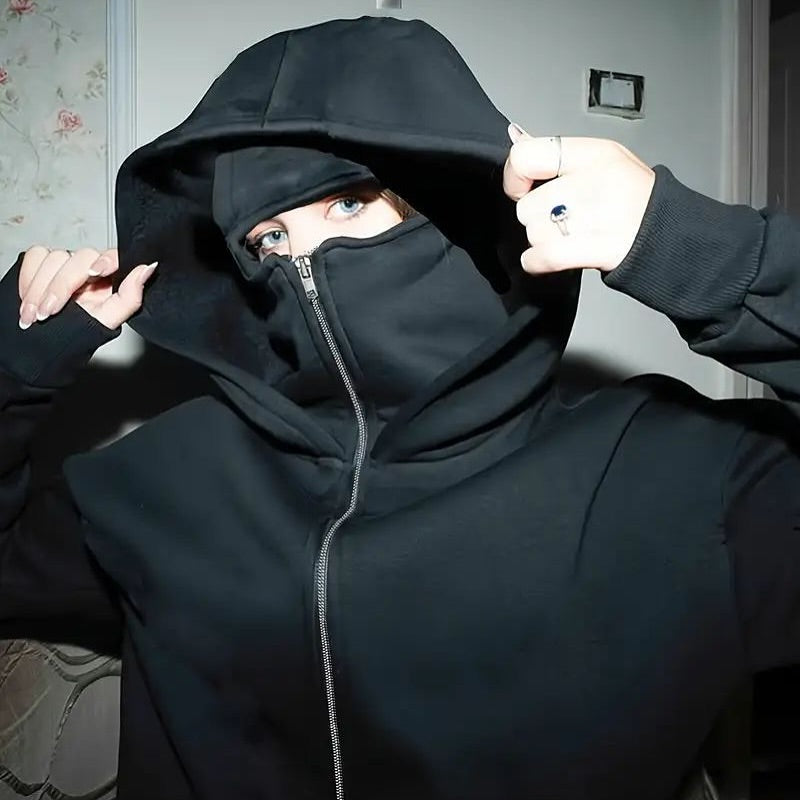 Men's Full Sleeves Zipper Hoodie with Mask