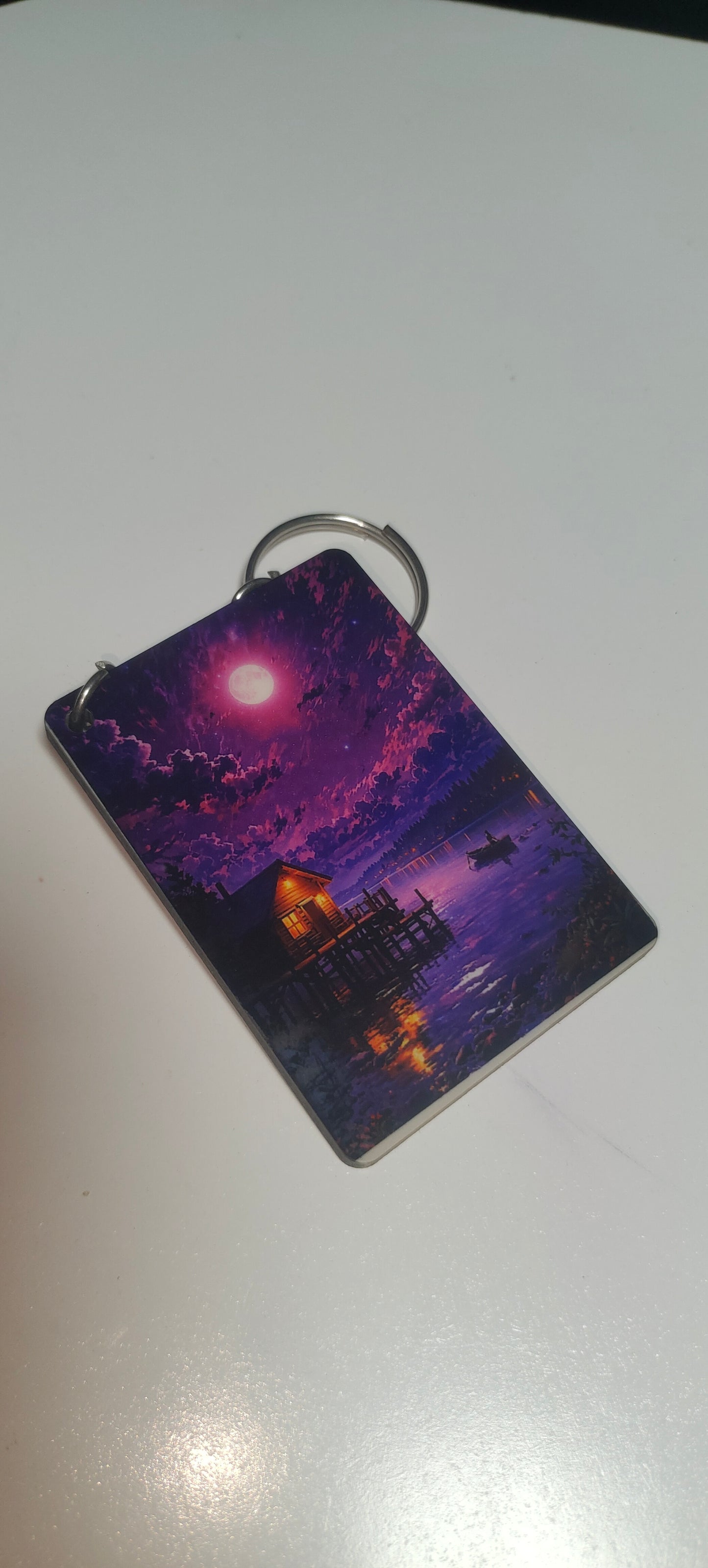 Custom Sublimation Wooden Keychain – Aesthetic Night Scenery
