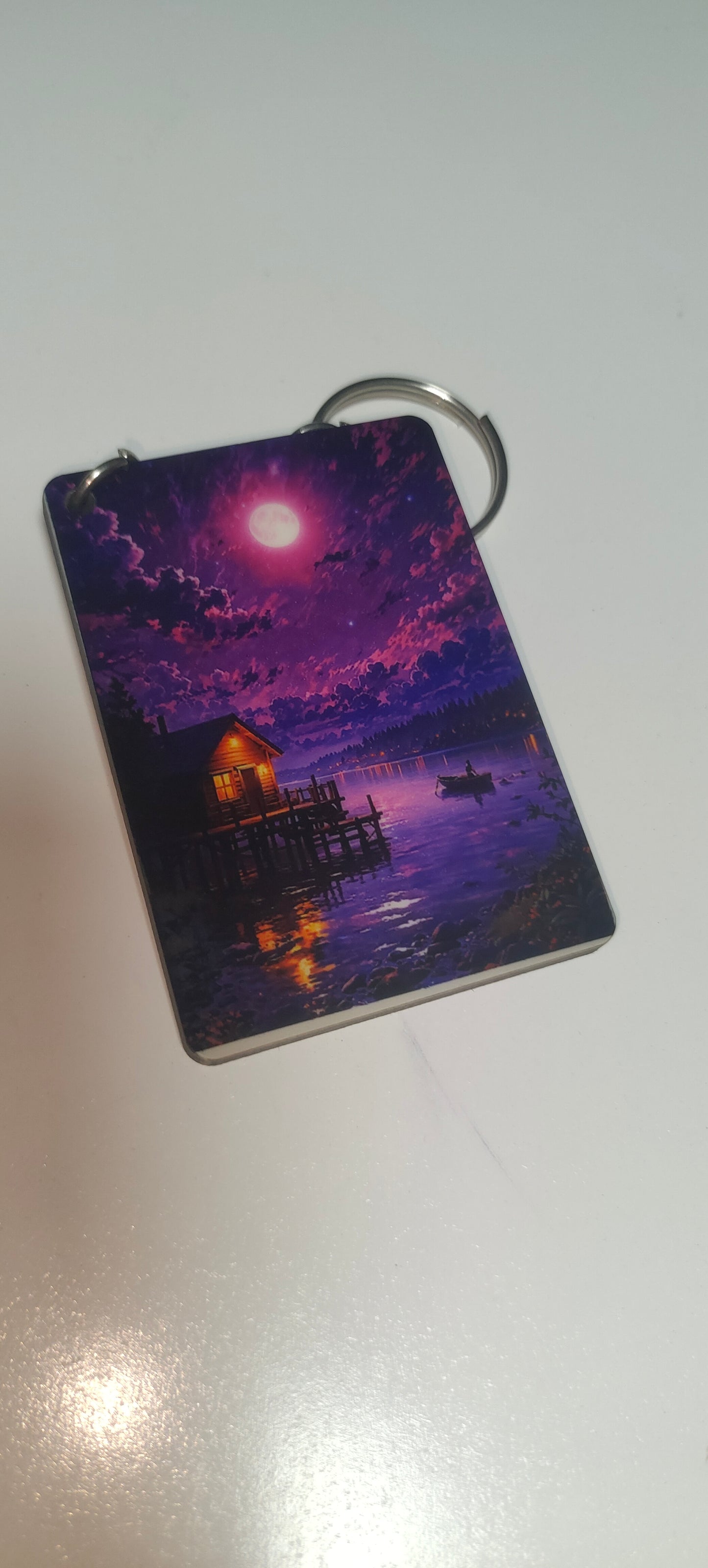 Custom Sublimation Wooden Keychain – Aesthetic Night Scenery
