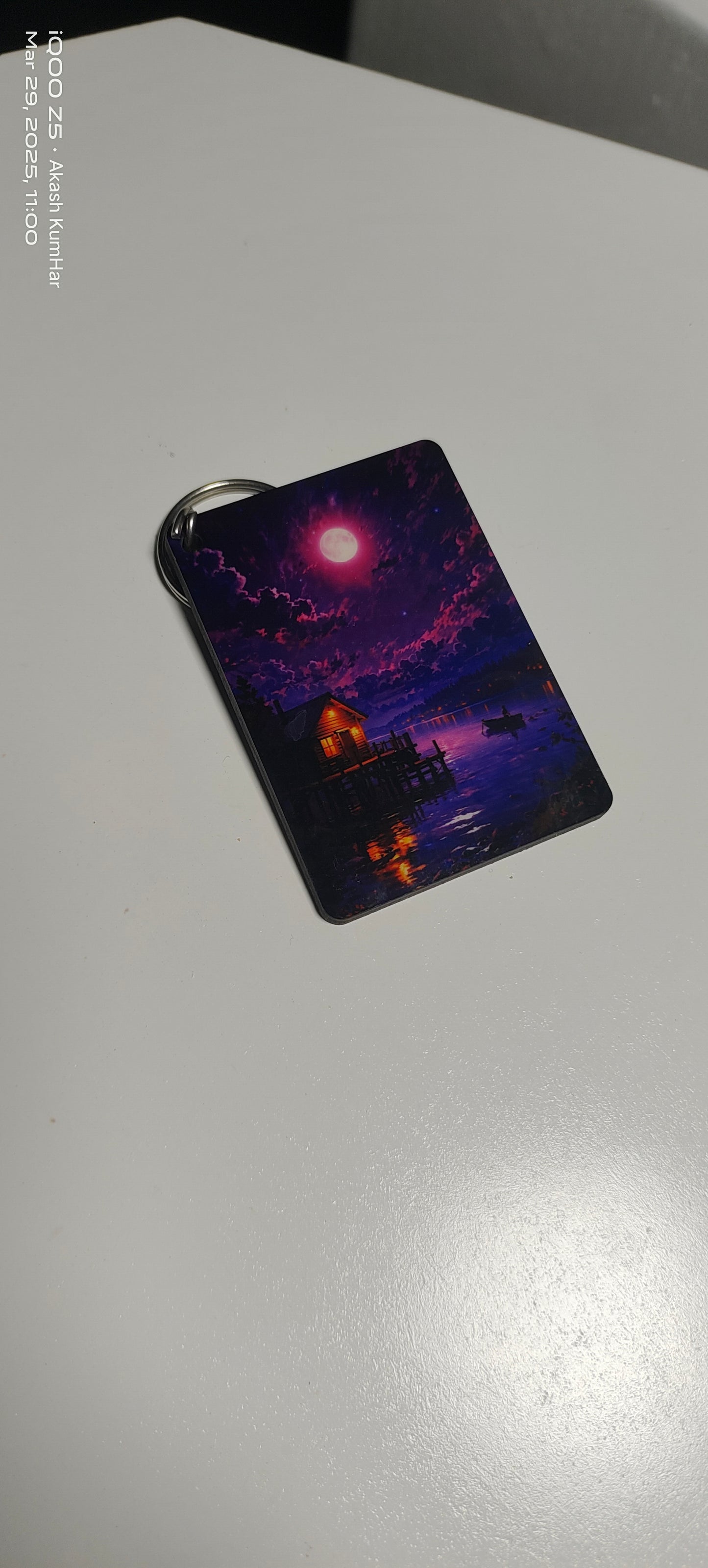 Custom Sublimation Wooden Keychain – Aesthetic Night Scenery